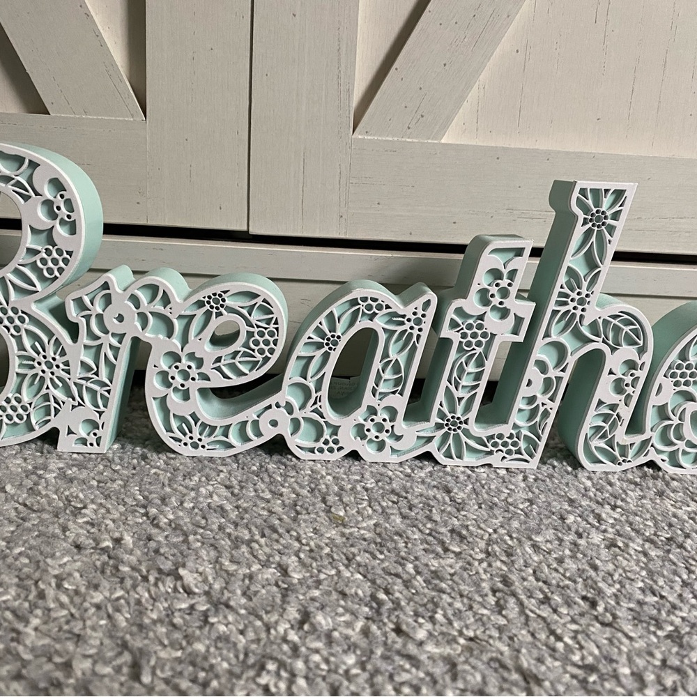 Floral Mint 'Breathe' Decorative Sign wood wooden